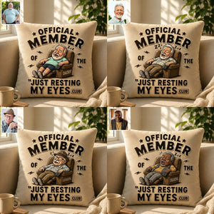 Funny Dad Grandpa Gift, Just Resting My Eyes - Personalized Grandpa Premium Faux Fur Pillow