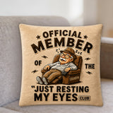 Funny Dad Grandpa Gift, Just Resting My Eyes - Personalized Grandpa Premium Faux Fur Pillow