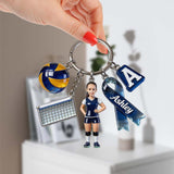 Volleyball Gift - Personalized Volleyball Premium Keychain With Charms