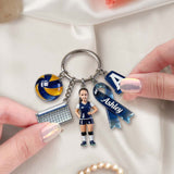 Volleyball Gift - Personalized Volleyball Premium Keychain With Charms