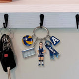 Volleyball Gift - Personalized Volleyball Premium Keychain With Charms