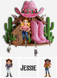 Welcome To The Cowgirl House - Personalized Cowgirl Custom Shaped Key Rack