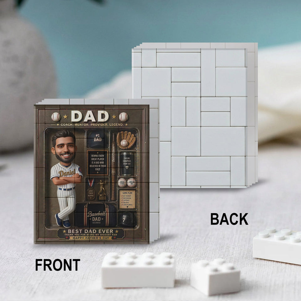 Best Dad Ever - Personalized Baseball Shaped Building Blocks