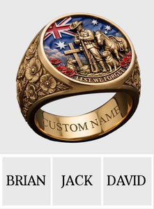 Lest We Forget, Anzac Day - Personalized Veteran Signet Ring