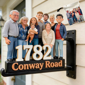 House Number Plate - Personalized Family Wooden Wall Mount Sign