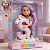 Unicorn Alphabet Letter & Custom Photo - Personalized Kid Custom Shaped Acrylic Plaque