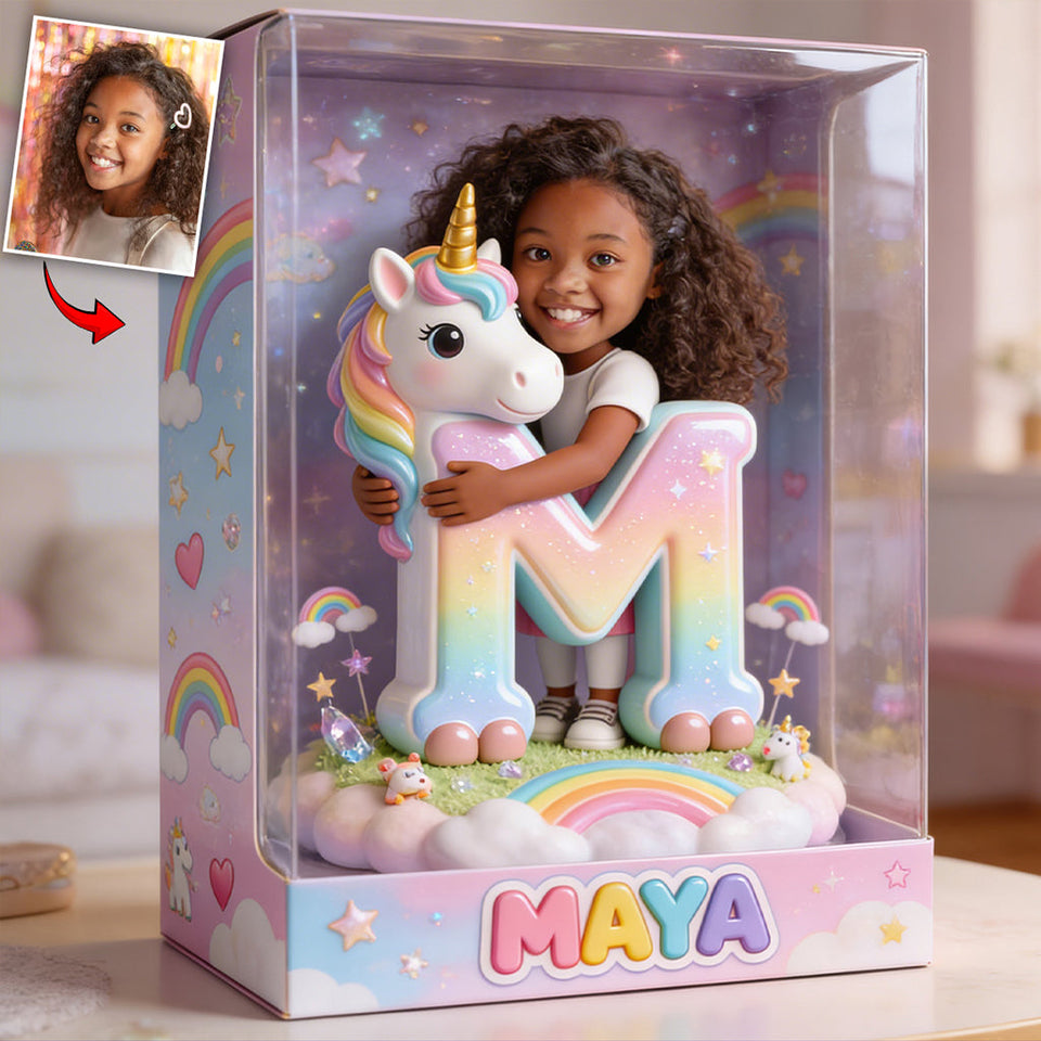 Unicorn Alphabet Letter & Custom Photo - Personalized Kid Custom Shaped Acrylic Plaque