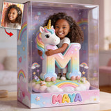 Unicorn Alphabet Letter & Custom Photo - Personalized Kid Custom Shaped Acrylic Plaque
