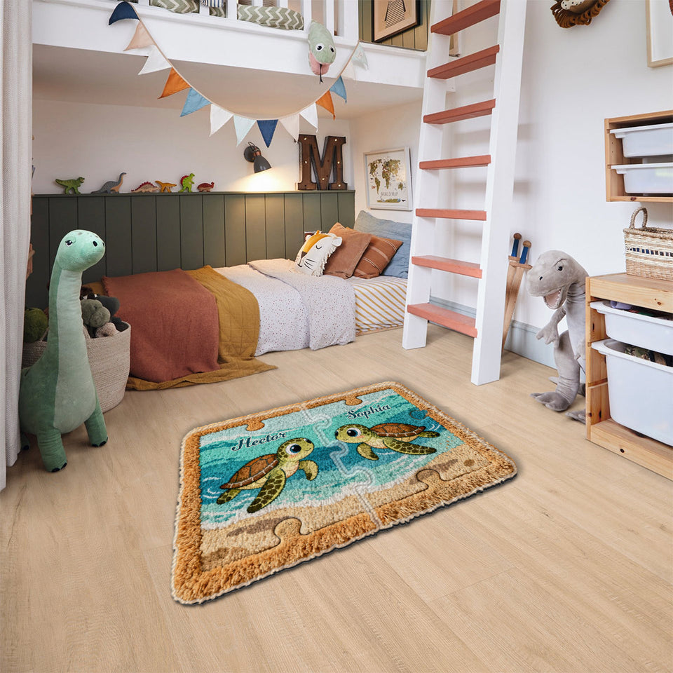 Perfect Gift For Couple - Personalized Turtle Non-Slip Tufted Rug