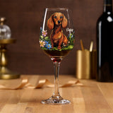 Custom Pet's Photo, Stained Glass Style - Personalized Dog Wine Glass With Long Stem