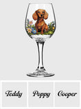 Custom Pet's Photo, Stained Glass Style - Personalized Dog Wine Glass With Long Stem