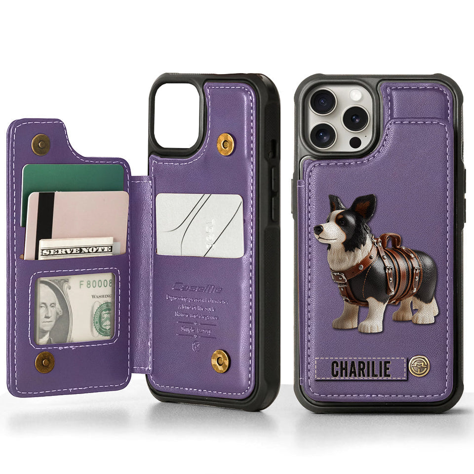 Cute Border Collie - Personalized Dog Wallet Phone Case