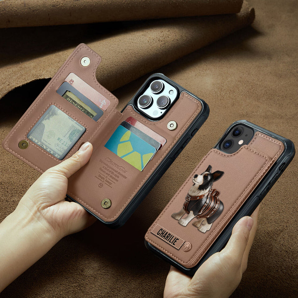 Cute Border Collie - Personalized Dog Wallet Phone Case