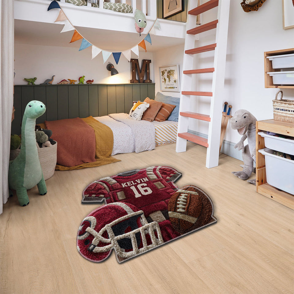 Love Football - Personalized Football Non-Slip Tufted Rug