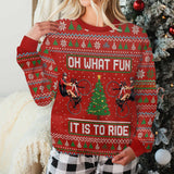 Oh What Fun It Is To Ride Jumpe - Personalized Cycling Ugly Sweater