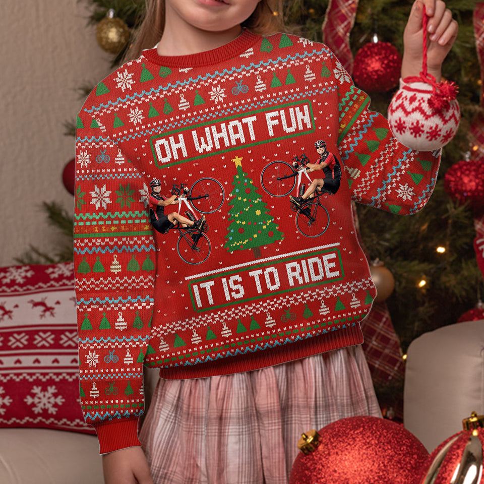 Oh What Fun It Is To Ride Jumpe - Personalized Cycling Ugly Sweater