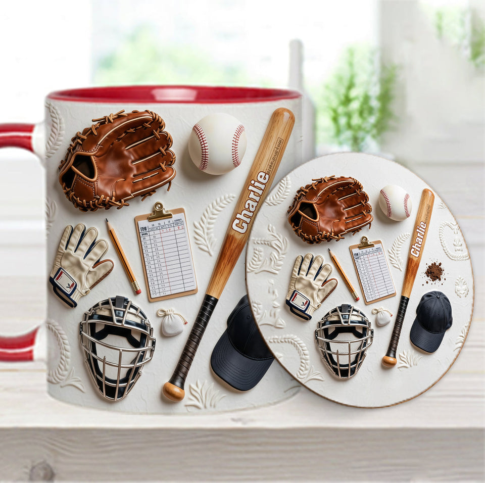Love Baseball - Personalized Baseball Accent Mug & Coaster