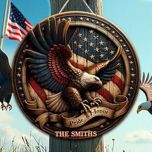 Pride & Honor - Personalized Bald Eagle Custom Shaped Wood Sign