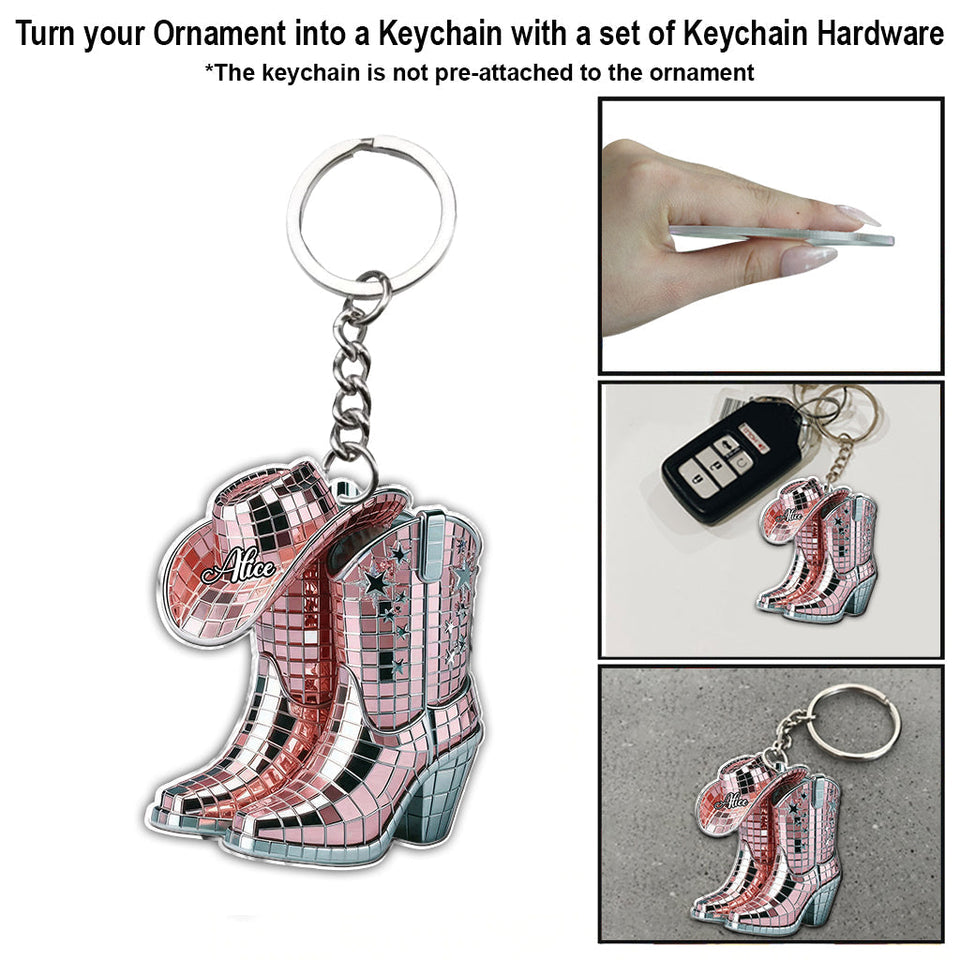 Cowgirl Boots And Hat - Personalized Cowgirl Ornament