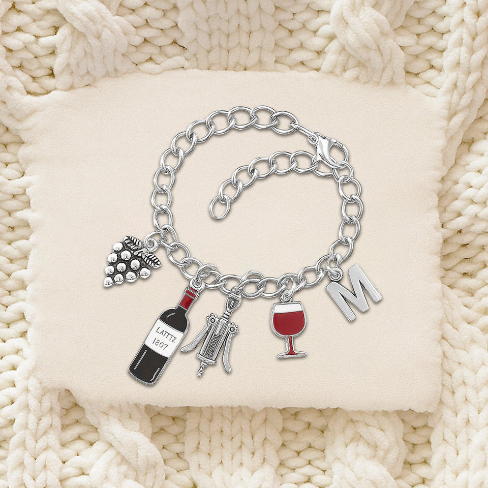 Love Wine - Personalized Wine Bracelet With Charms