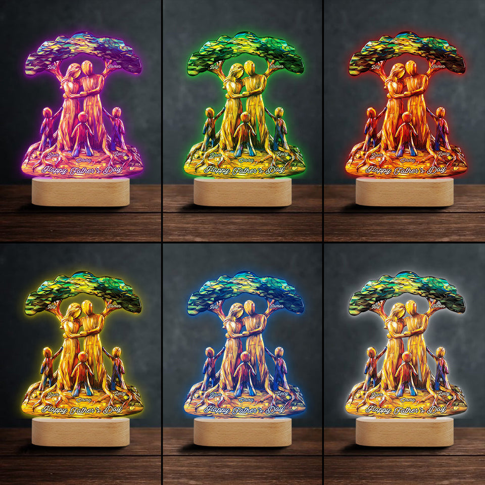To Us You're The World - Personalized Father Shaped Plaque Light Base