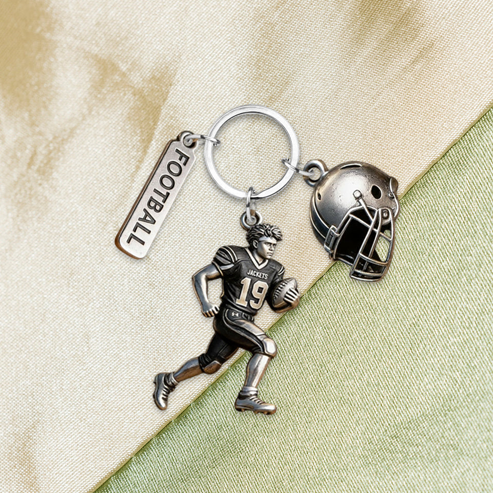 Custom From Any Photo - Personalized Football Keychain With Charms