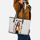 Custom Portrait Teacher - Personalized Teacher Leather Bag & Luggage Tag