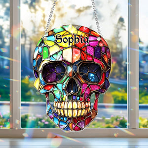 Colorful Skull - Personalized Skull Window Hanging Suncatcher Ornament