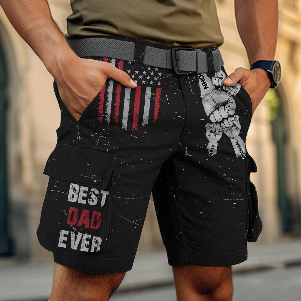 Best Dad Ever - Personalized Father Cargo Shorts With Belt
