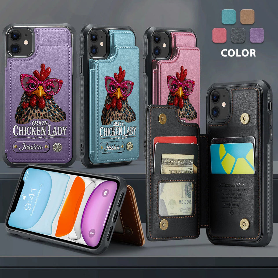 Crazy Chicken Lady - Personalized Chicken Wallet Phone Case