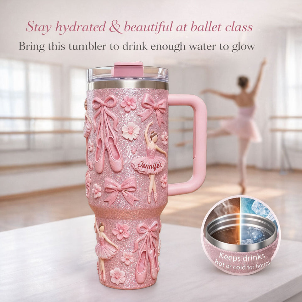Lover Ballet - Personalized Ballet Tumbler With Handle