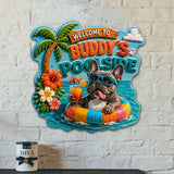 Welcome To My Pool Funny Pet - Personalized Dog 3D Printed Cut Metal Sign