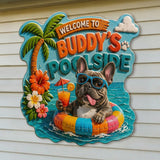 Welcome To My Pool Funny Pet - Personalized Dog 3D Printed Cut Metal Sign