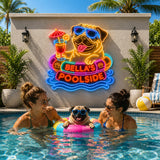 Funny Pet Poolside - Personalized Dog Neon LED Light Sign