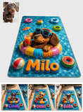 Funny Pet Summer Vibes Poolside - Personalized Dog Non-Slip Tufted Rug
