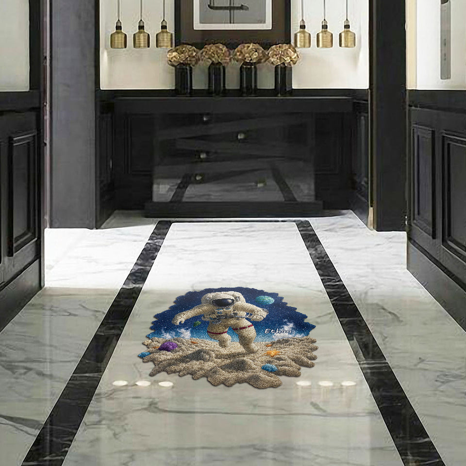 Space And Astronaut - Personalized Kid Shaped Doormat/ Rug