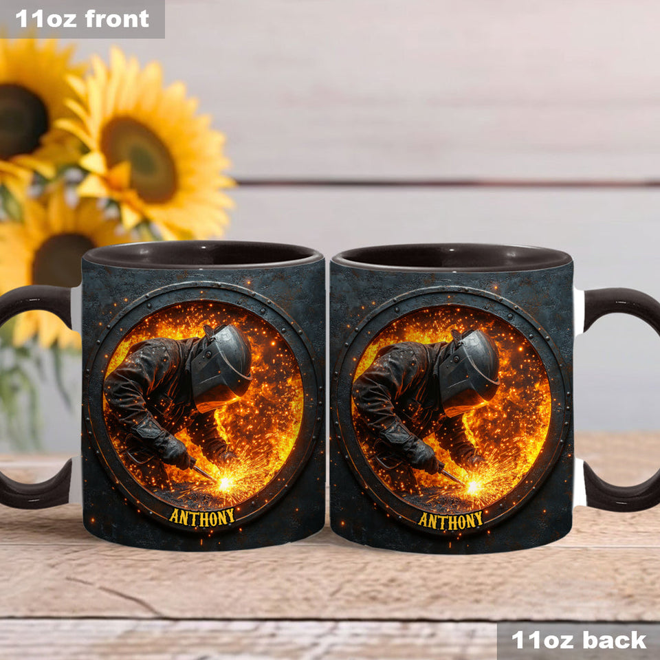 Gift For Welder Man - Personalized Welder Accent Mug
