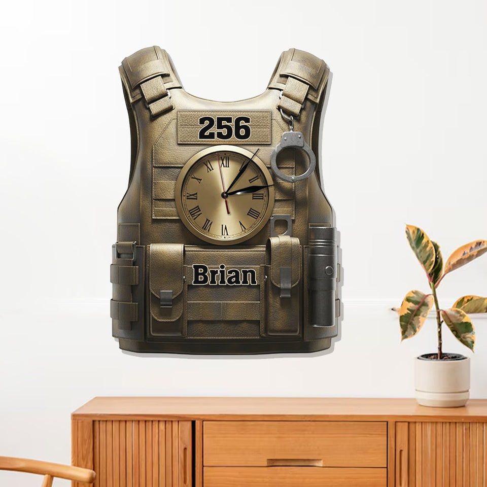 Serve And Protect - Personalized Police Officer LED Light Wall Clock