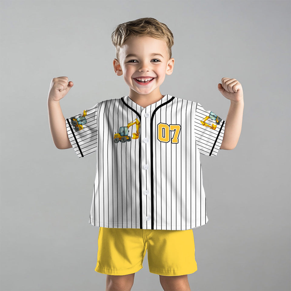 Cool Construction Vehicles - Personalized Kid Jersey Shirt & Shorts