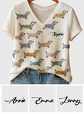 Lovely Dachshunds - Personalized Dachshund Fully Printed V-Neck T-Shirt