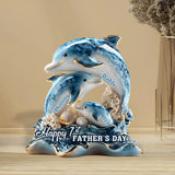 First Father's Day Family Whale - Personalized Father Custom Shaped Acrylic Plaque