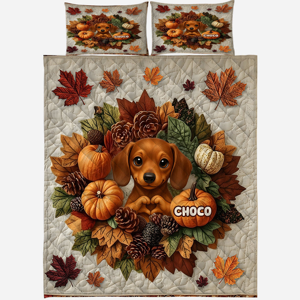 Welcome Fall - Personalized Dog Quilt Set