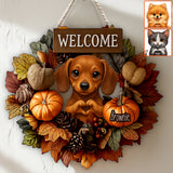 Welcome Fall - Personalized Dog Custom Shaped Wood Sign