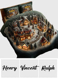 Christmas Winter Village - Personalized Christmas Quilt Set