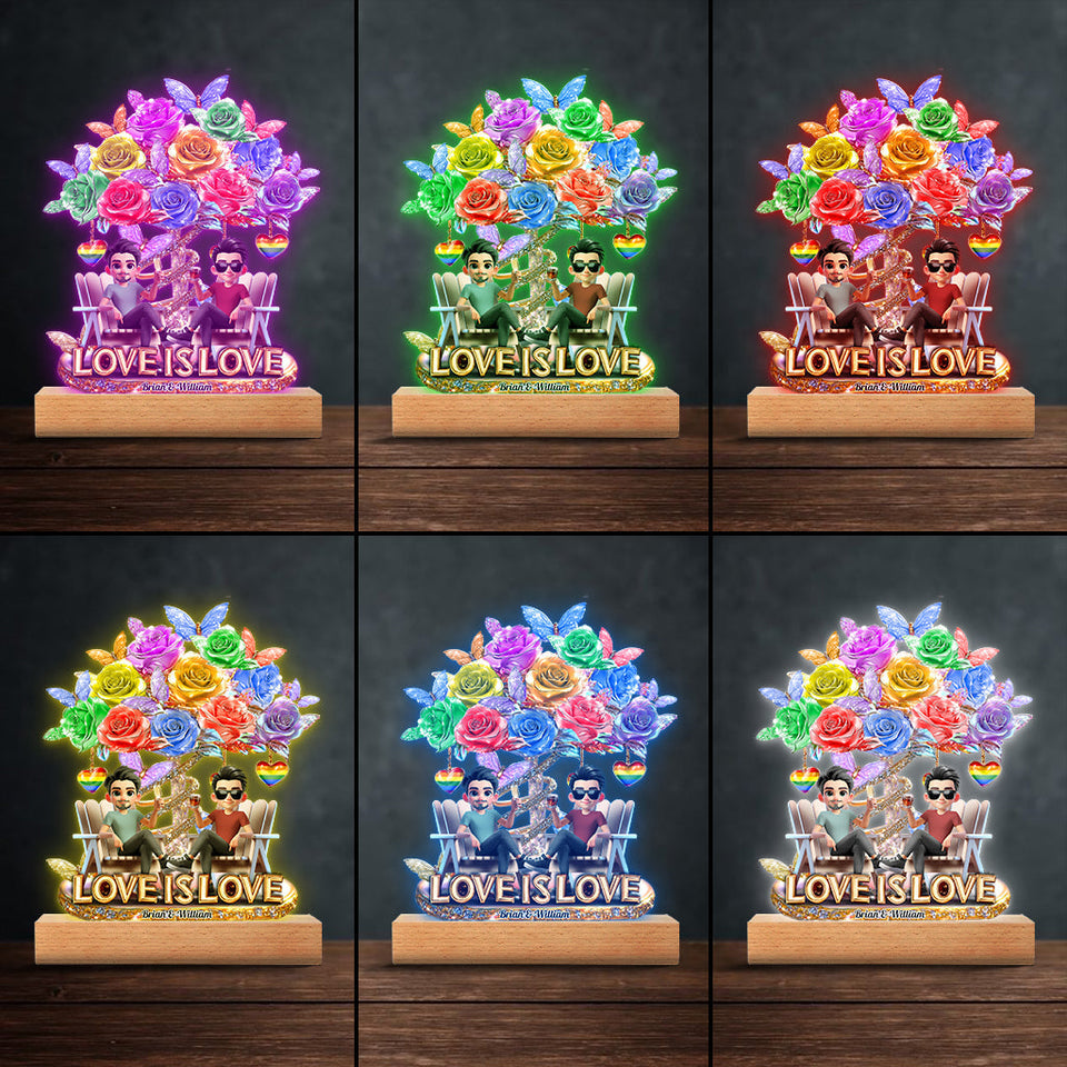 Love Is Love - Personalized LGBT Support Shaped Plaque Light Base