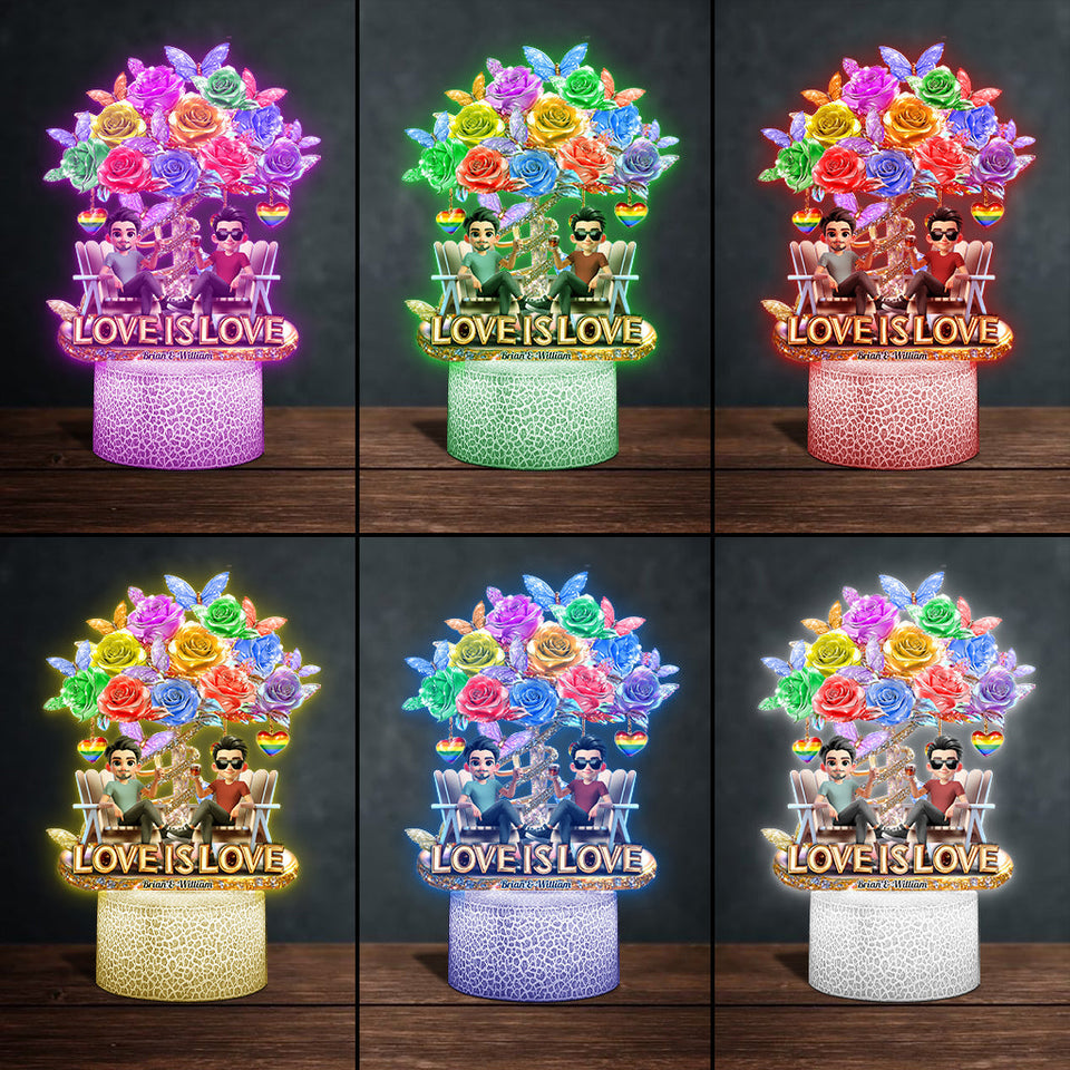 Love Is Love - Personalized LGBT Support Shaped Plaque Light Base
