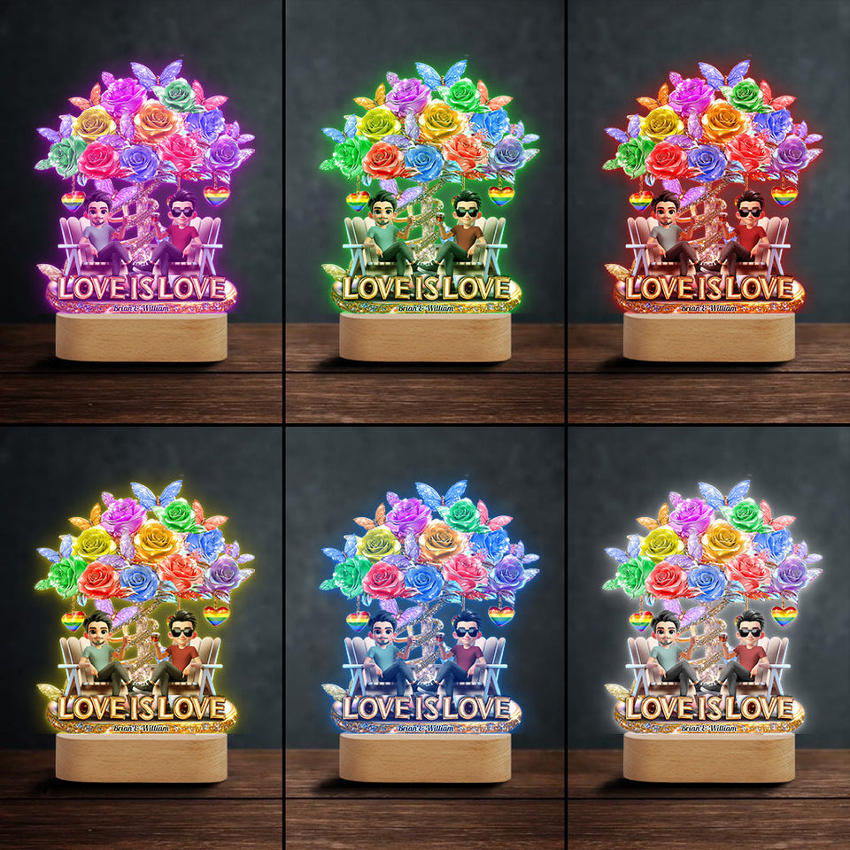 Love Is Love - Personalized LGBT Support Shaped Plaque Light Base