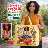 Latina Women, Mexican Vibe - Personalized Latina Women Quilted Tote Bag