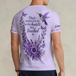 Fight Against Alzheimer, Alzheimer Awareness Gift - Personalized Alzheimer Awareness Fully Printed V-Neck T-Shirt