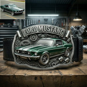 Custom From Any Photo - Personalized Car Lover Leather Belt With Shaped Buckle
